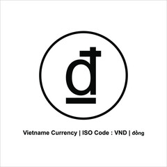 Vietnam Currency Icon Symbol With Iso Code. Vector Illustration