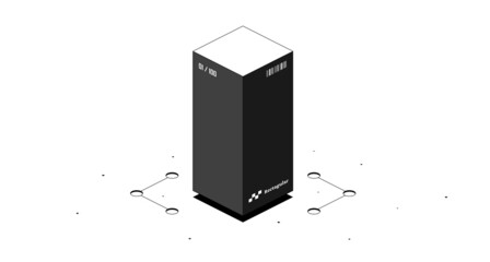 Rectangular prism mathematical figure. Black and white isometric 3d illustration isolated on white background. Vector design.