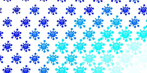 Light BLUE vector pattern with coronavirus elements.