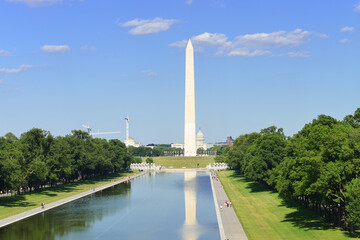 Washington DC as seen from the stairs of Lincoln Memorial, with major monuments including the...