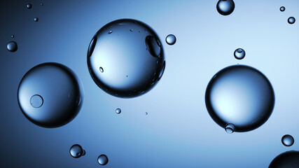 Clear blue bubbles flow copy space background