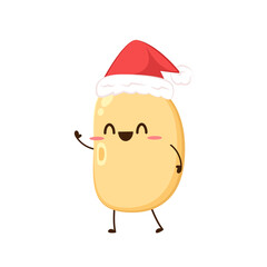 Soybean vector. Cute Soybean character design. Grain cartoon. Merry Christmas.
