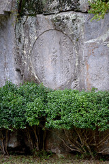 大野寺　対岸の弥勒磨崖仏の文字　奈良県宇陀市室生大野