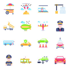 Pack of Vehicles Flat Icons


