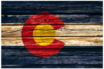 colorado co state flag on old rustic timber