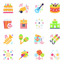 Pack of Party and Celebration Flat Icons

