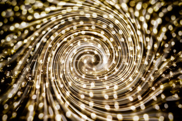 3D illustration .3D rendering. Swirling wave. Luxury background with golden glitter sparkles. Shiny poster. Glitter bokeh lights. Magic poster.Golden explosion. Pattern for astrology websites.