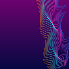 Bright Blend Background Violet Vector. Dynamic Poster. Colorful Line Isolated. Trendy Wave Texture. Iridescent Twisted.