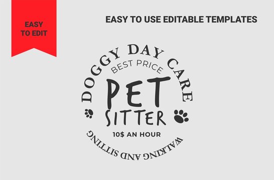 Round logo design. Editable template dog day care