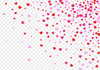 Violet Heart Background Transparent Vector. Happy Texture Confetti. Fond Present Pattern. Pink Heart Birthday Frame. Red Wallpaper Backdrop.