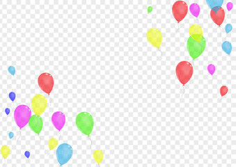 Blue Balloon Background Transparent Vector. Balloon Glitter Design. Bright Jubilee. Red Baloon. Surprise Congratulation Template.