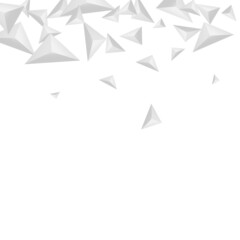 Grizzly Fractal Background White Vector. Triangular Style Backdrop. Silver Render Banner. Triangle Paper. Gray Origami Tile.