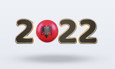 3d text 2022 Albania flag rendering front view