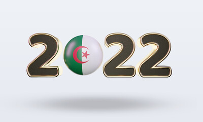 3d text 2022 Algeria flag rendering front view