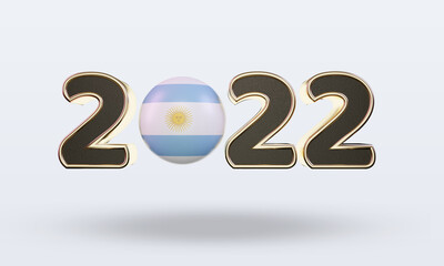 3d text 2022 Argentina flag rendering front view