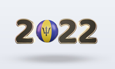 3d text 2022 Barbados flag rendering front view