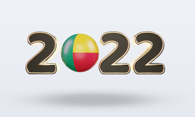 3d text 2022 Benin flag rendering front view