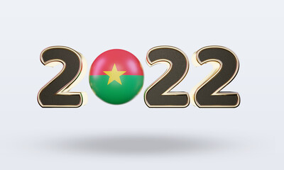 3d text 2022 Burkina Faso flag rendering front view