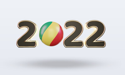 3d text 2022 Republic Congo flag rendering front view