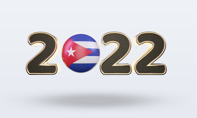 3d text 2022 Cuba flag rendering front view