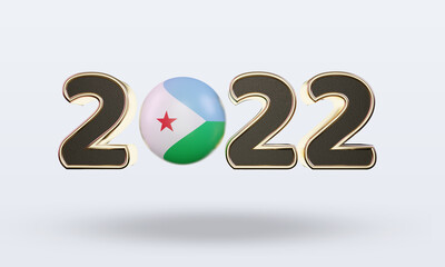 3d text 2022 Djibouti flag rendering front view