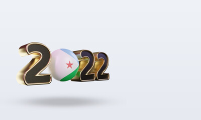 3d text 2022 Djibouti flag rendering left view