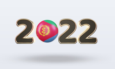 3d text 2022 Eritrea flag rendering front view