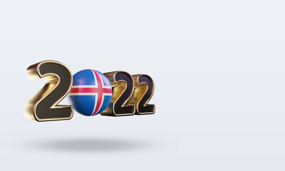 3d text 2022 Iceland flag rendering left view