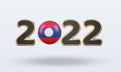 3d text 2022 Laos flag rendering front view