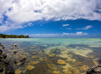 View of the sea at Calodyne located on the north coast of Mauritius island