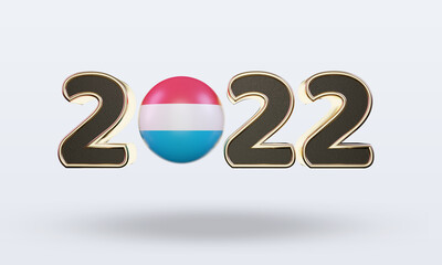 3d text 2022 Luxembourg flag rendering front view