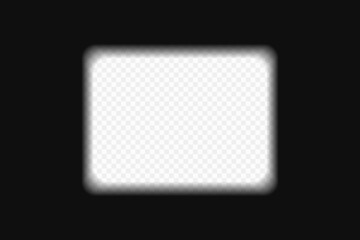 Old cinematic frame overlay texture on transparent background. Blurred vintage film strip. Vector illustration of retro camera roll. Aspect ratio 4 3, rectangle border