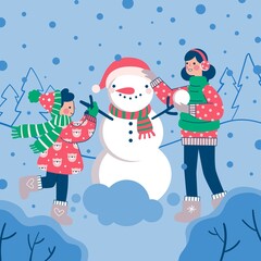 christmas snow scene vector design illustration
