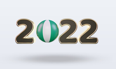 3d text 2022 Nigeria flag rendering front view