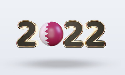 3d text 2022 Qatar flag rendering front view