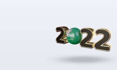 3d text 2022 Saudi Arabia flag rendering right view