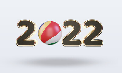 3d text 2022 Seychelles flag rendering front view