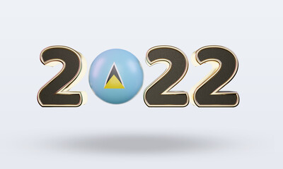 3d text 2022 St Lucia flag rendering front view