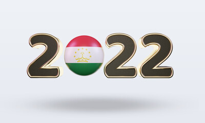 3d text 2022 Tajikistan flag rendering front view