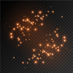 Dust sparks, red stars special light effect.