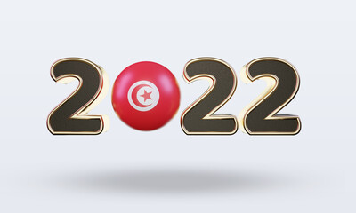 3d text 2022 Tunisia flag rendering front view
