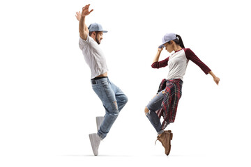 Full length shot of two young dancers dancing street-dance style