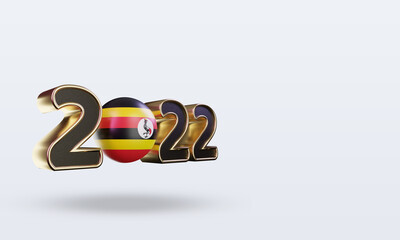 3d text 2022 Uganda flag rendering left view