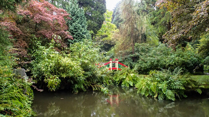 Fototapeta na wymiar Chinese bridge in a secluded garden