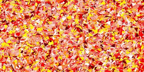 Light red, yellow vector pattern with polygonal shapes.