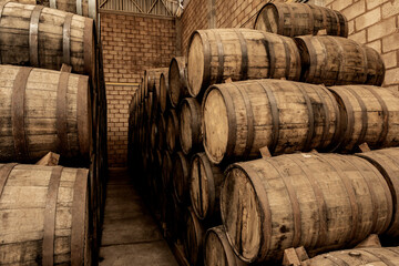 Wine barrels on old cellar