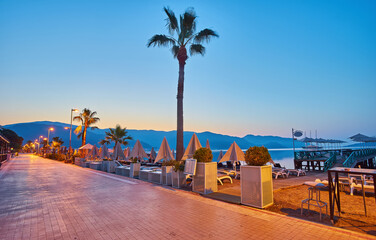 Embankment in Marmaris at summer evening.