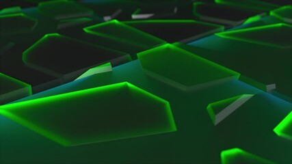 Glass fractals slowly float on 3d render of techno surface. Fragments of futuristic ice with geometric technology structure of textures scattered in separate pieces. - Powered by Adobe