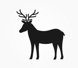 Reindeer silhouette Christmas icon.