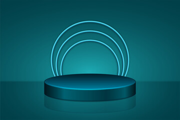 Blue&Green&Turquoise studio background with product display podium